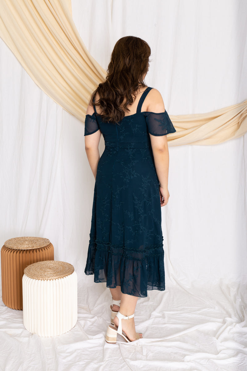 Embroidery Floral Midi Dress (Forest Green), Dress - 1214 Alley