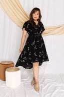 Fern High-Low Tortoise Shell Buckle Dress (Black), Dress - 1214 Alley