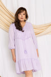 Crochet-Tassels Textured Dress (Lilac), Dress - 1214 Alley