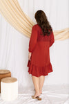 Crochet-Tassels Textured Dress (Burnt Orange), Dress - 1214 Alley