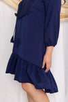 Crochet-Tassels Textured Dress (Navy), Dress - 1214 Alley