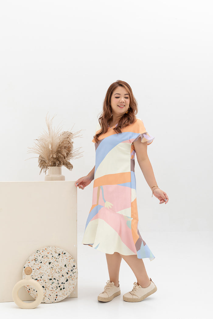 Flute Hem Midi Dress (édition limitée print)