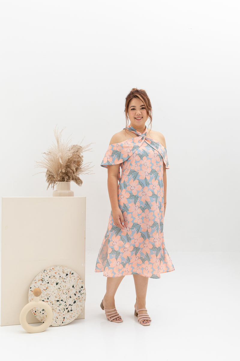 Halter Resort Dress (édition limitée print - Hibiscus Pink)