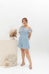Floral Pleated Toga Romper (Pastel Blue)
