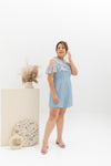 Floral Pleated Toga Romper (Pastel Blue)