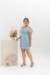 Floral Pleated Toga Romper (Pastel Blue)