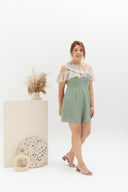 Floral Pleated Toga Romper (Sage)