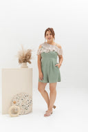 Floral Pleated Toga Romper (Sage)