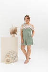 Floral Pleated Toga Romper (Sage)