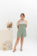 Floral Pleated Toga Romper (Sage)
