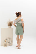Floral Pleated Toga Romper (Sage)