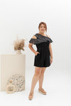 Floral Pleated Toga Romper (Black)