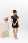Floral Pleated Toga Romper (Black)