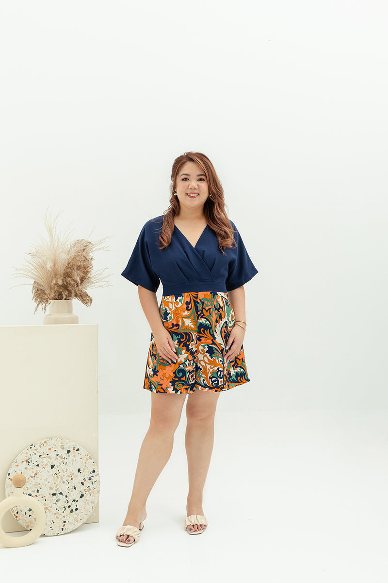 Prints Kimono Romper (Navy)