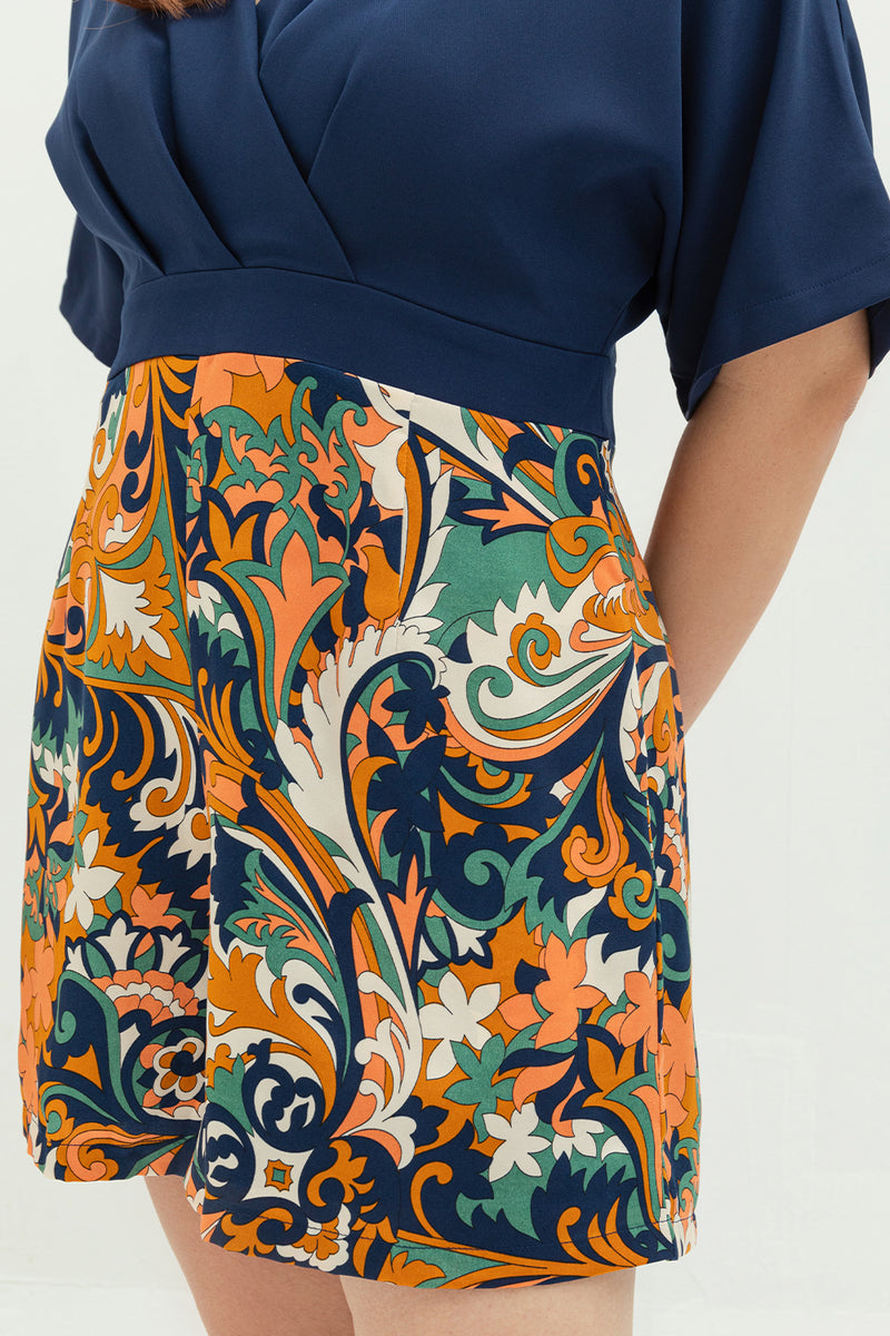 Prints Kimono Romper (Navy)