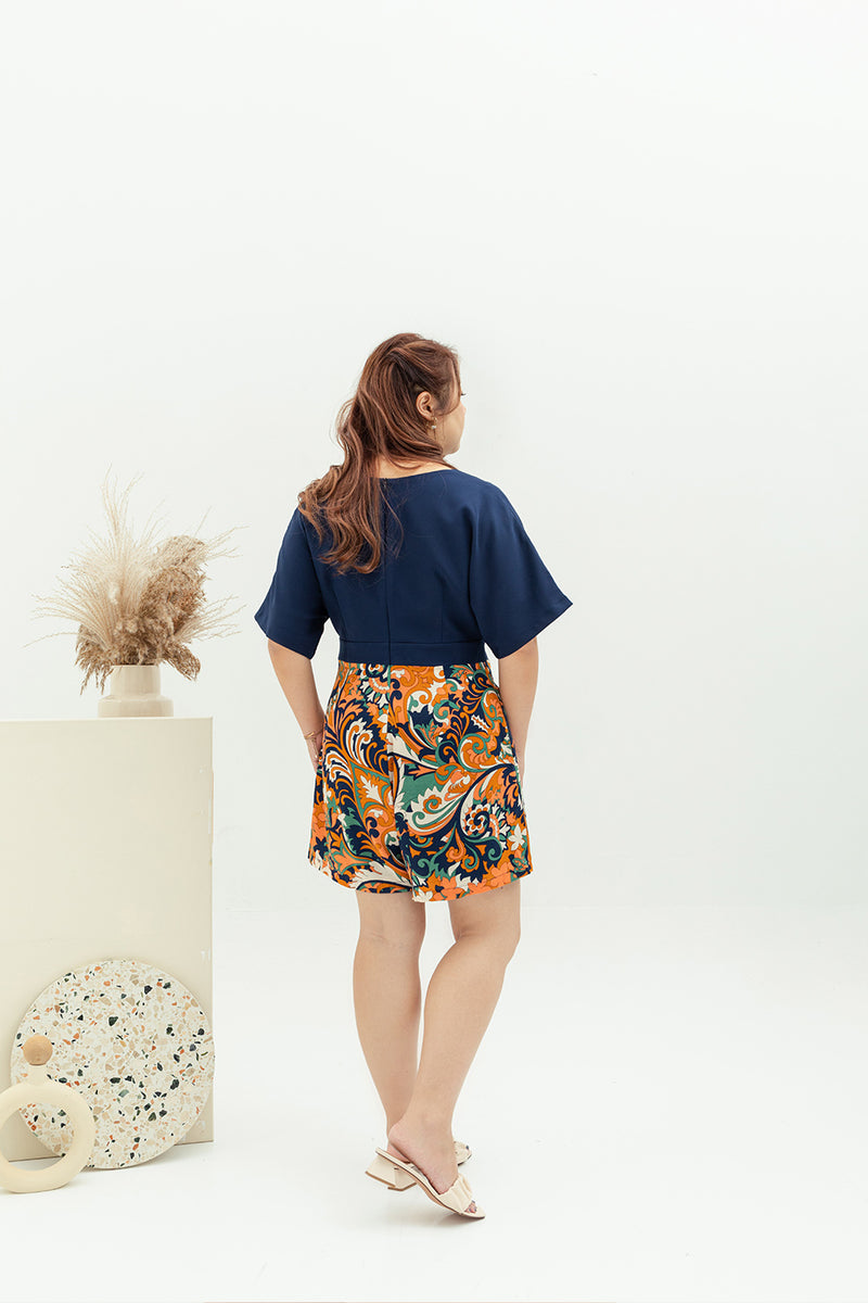 Prints Kimono Romper (Navy)