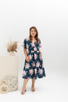 Smocked Waist Dress (édition limitée print - Navy Blossom)