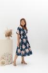 Smocked Waist Dress (édition limitée print - Navy Blossom)