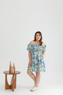 2-way Alice Smocked Mini Tier Dress (Lake Blue)