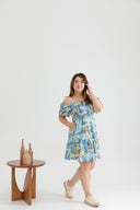 2-way Alice Smocked Mini Tier Dress (Lake Blue)