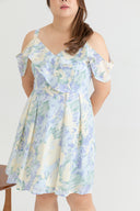 Cold Shoulder Panel Flare Dress (Dreamy Hydrangea)