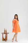 Cold Shoulder Panel Flare Dress (Mandarin Orange)