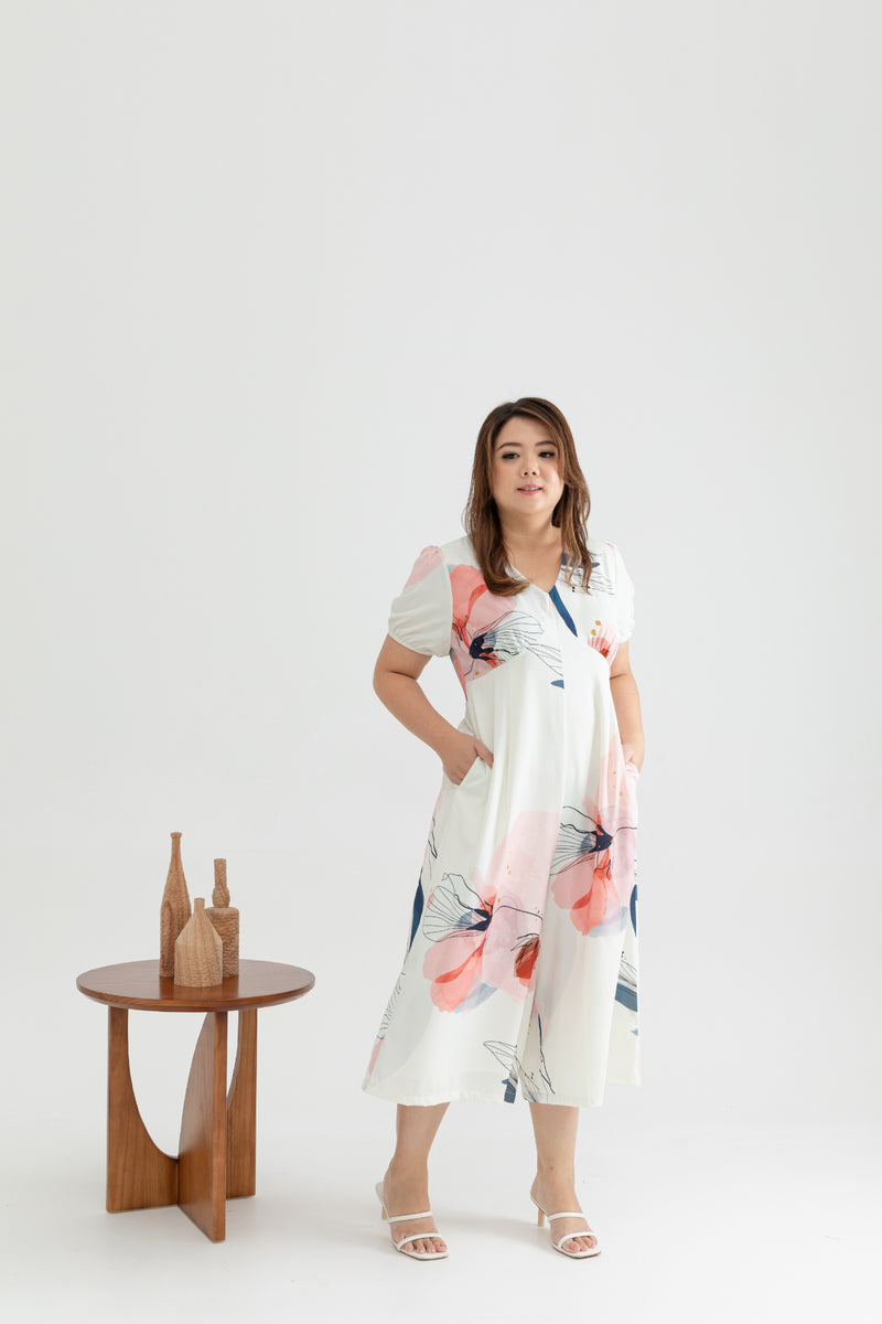 Classic V-Neck Midi Jumpsuit (édition limitée print - Blossom)