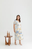 Classic V-Neck Midi Jumpsuit (Sky Blue Clouds)