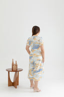Classic V-Neck Midi Jumpsuit (Sky Blue Clouds)