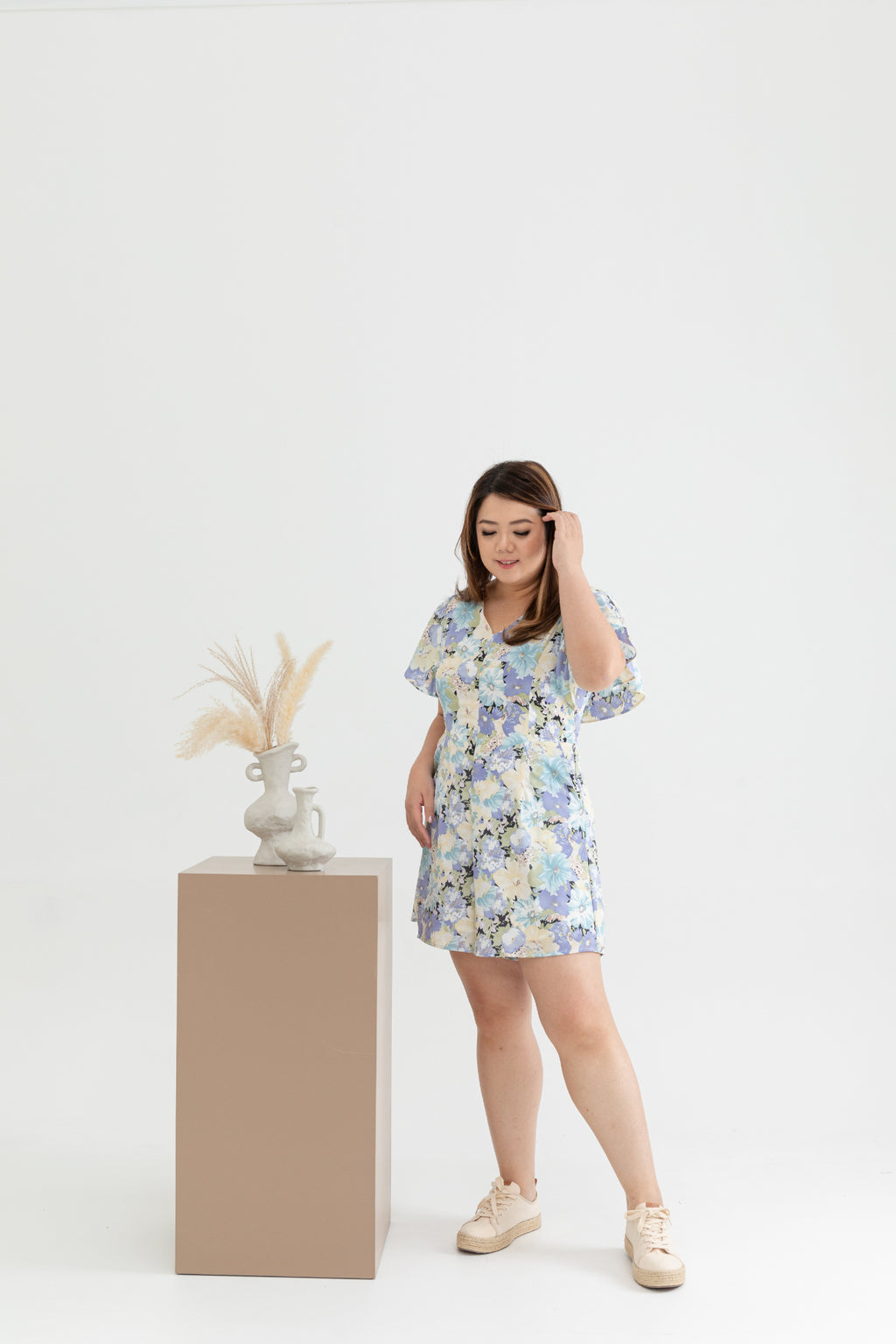 Flutter Sleeves Romper (Sky Fields)