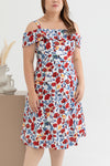 Front Pockets Midi Dress (Scarlet Tulips)