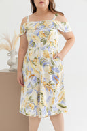 Floral Cold Shoulder Midi Jumpsuit (Yellow Lilies)