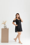 Cold Shoulder Textured Chiffon Romper (Black)