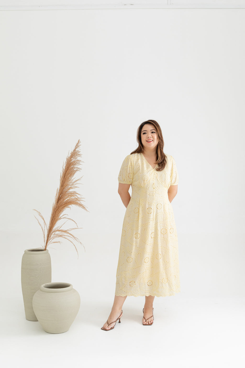 Crochet Scallop Hem Midi Dress (Sunshine)