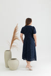 Crochet Scallop Hem Midi Dress (Navy)