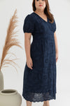 Crochet Scallop Hem Midi Dress (Navy)