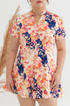 Mandarin Collar V-Neck Front Zip Romper  (édition limitée print - Orient Jap Florals)