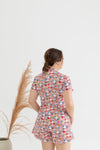 Mandarin Collar V-Neck Front Zip Romper  (édition limitée print - Oriental Jap Rabbit)