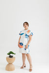 Detachable Mandarin Collar Shift Dress (édition limitée print - White Florals)