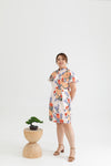 Detachable Mandarin Collar Shift Dress (édition limitée print - Pink Florals)
