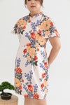 Detachable Mandarin Collar Shift Dress (édition limitée print - Pink Florals)