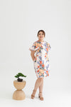 Detachable Mandarin Collar Shift Dress (édition limitée print - Pink Florals)