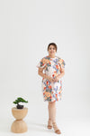 Detachable Mandarin Collar Shift Dress (édition limitée print - Pink Florals)