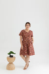 Tortoise Shell Button Dress (Autumn Red)