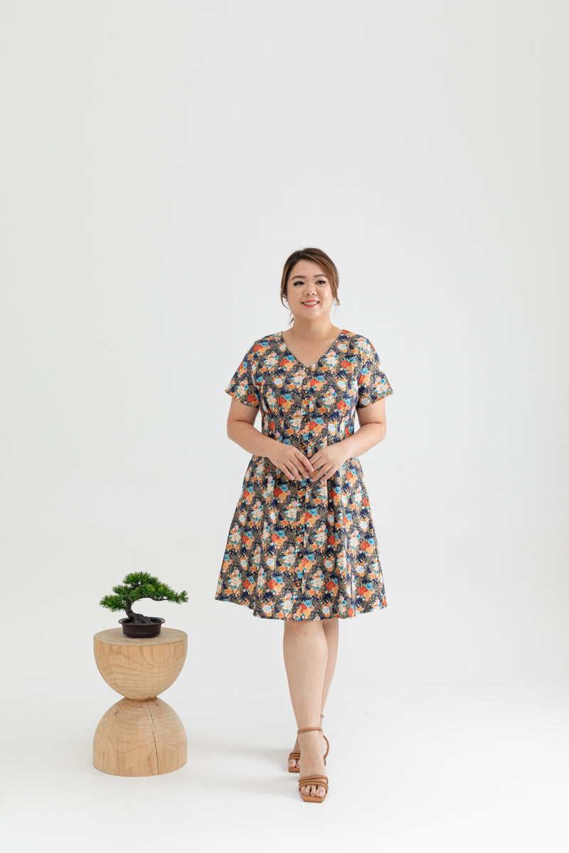 Tortoise Shell Button Dress (Golden Peony) – ELTWINE