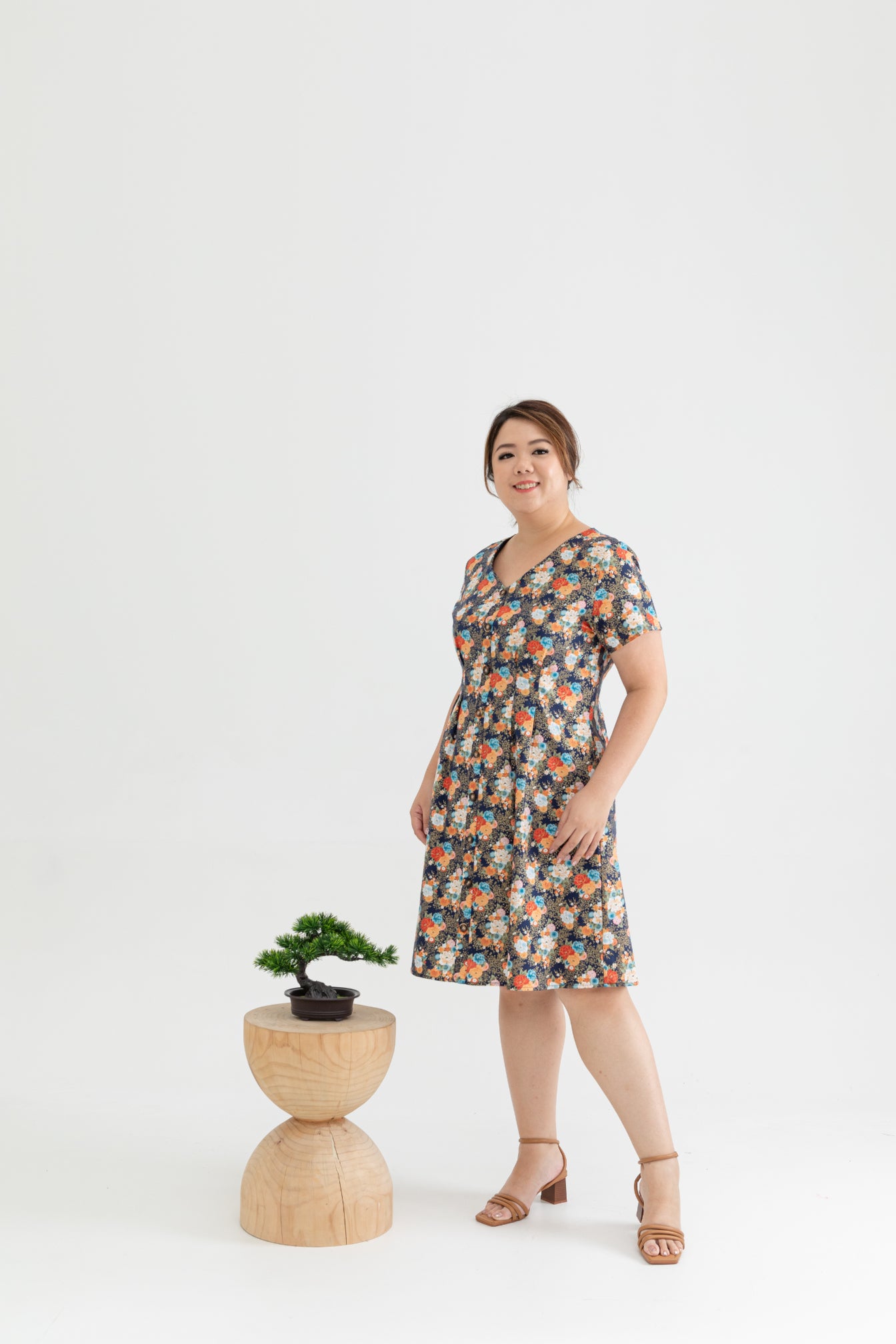 Tortoise Shell Button Dress (Golden Peony) – ELTWINE