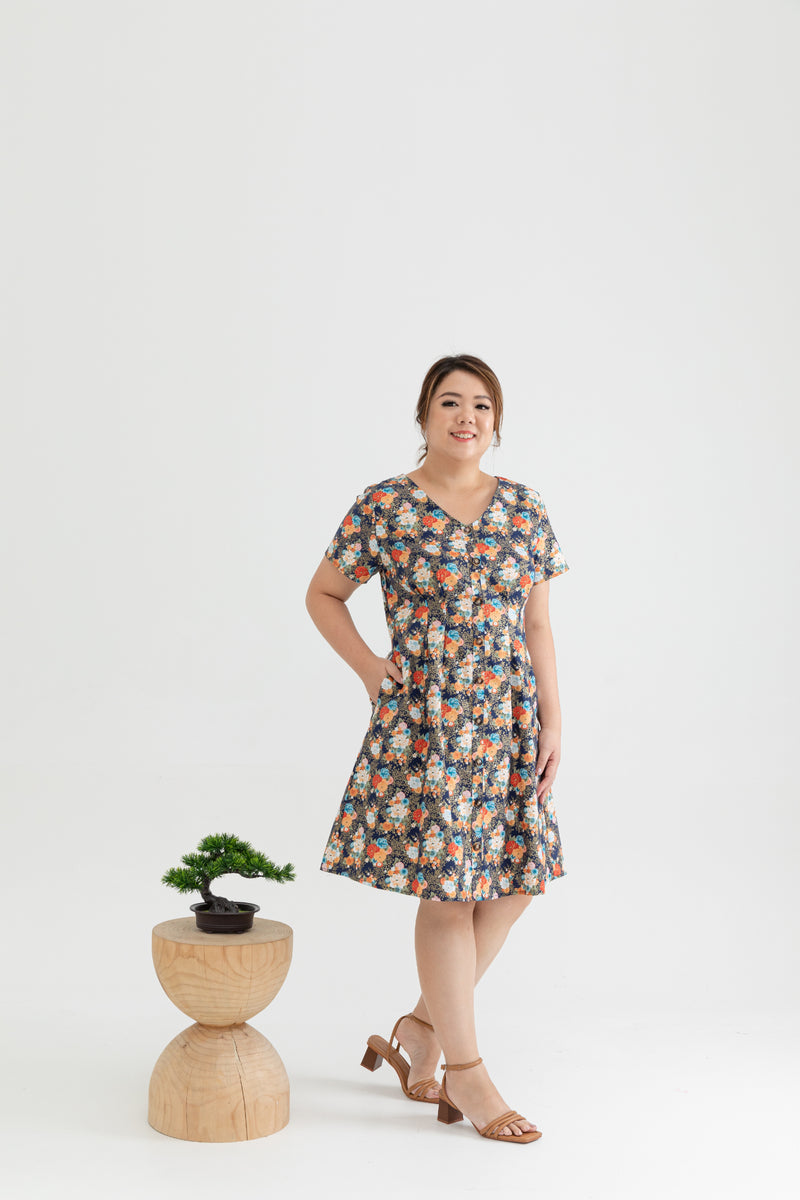 Tortoise Shell Button Dress (Golden Peony) – ELTWINE