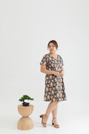Tortoise Shell Button Dress (Golden Peony)