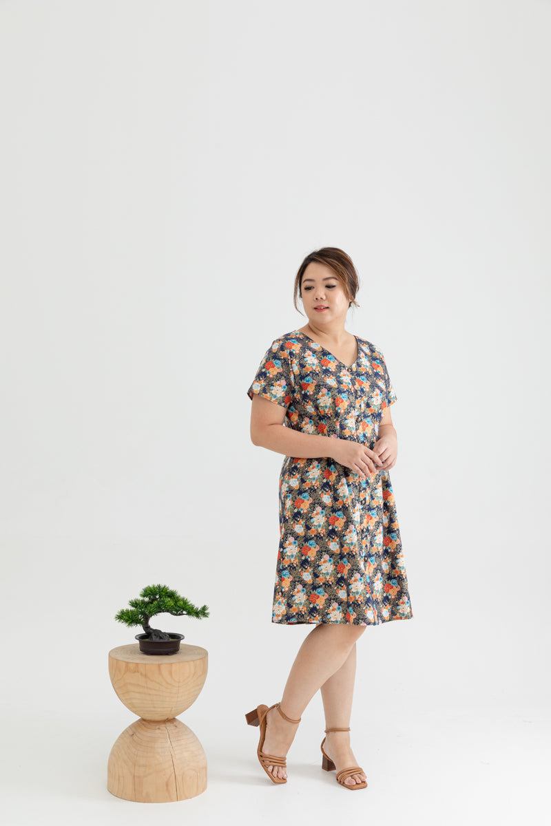Tortoise Shell Button Dress (Golden Peony) – ELTWINE