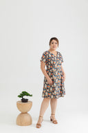 Tortoise Shell Button Dress (Golden Peony)